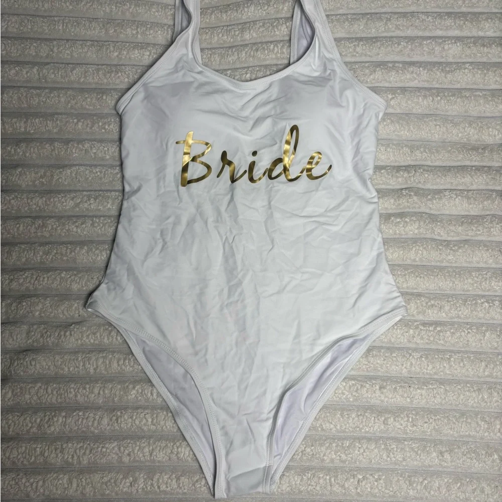Chic White Bride One-Piece Swimsuit
